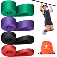 PYHIGH Pull Up Assistance Bands Set 15-120 lbs, 4 Resistance Levels, Long Bands for Pull Ups, Strength Training, Muscle Building, Stretching, Physica