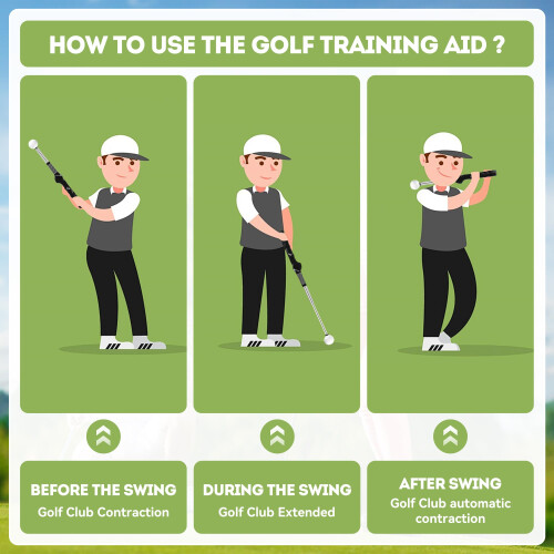 WUISOLQP Golf Swing Trainer Retractable Golf Swing Training Aid Golf Grip T 1
