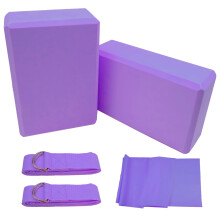 Griwuut Yoga Blocks Set of 2 with Strap, Lightweight EVA Foam Brick Yoga Pilates Blocks, Anti-Slip Brick for Stretching, Meditation, and Deep Flexibl