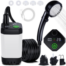 Spopal Portable Shower for Camping, 6000mAh Rechargeable Camping Shower Pump with Intelligent LED Display, 4 Spray Modes, IPX7 Waterproof Outdoor Sho