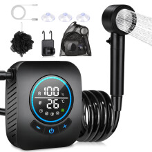 Spopal Portable Shower for Camping, 8000mAh Rechargeable Camping Shower Pump with Intelligent LED Display, 4 Spray Modes, IPX8 Waterproof Outdoor Sho