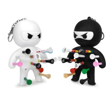 Golf Tee Holder – Ninja Design | Black or White | Holds 13 Tees Pair (Black & White)