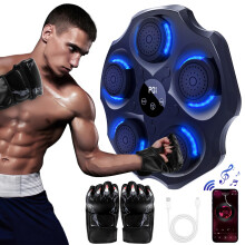 Domixo Music Boxing Machine for Adults,Wall Mounted Smart Music Boxing,with Gloves and LED Lights,Suitable for Gym,Home,Office,Fun Fitness Equipment,