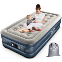 iDOO Single Air Bed, Inflatable Mattress with Built-in Pump, 3 Mins Quick Self-Inflation/Deflation Blow Up Air Mattress, Comfortable Top Surface for