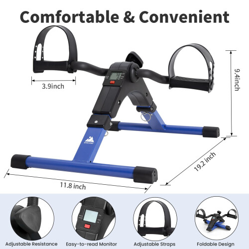 EVOLAND Pedal Exerciser Arm and Leg Pedal Machine Foldable Mini Exercise Bi 1