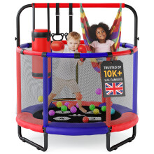 Happin 55” Toddler Trampoline, Indoor & Outdoor, Ages 1-6, 5FT Kids, Ultra Safe Rebounder Trampoline for Kids with Safety Enclosure Net, Gifts for T