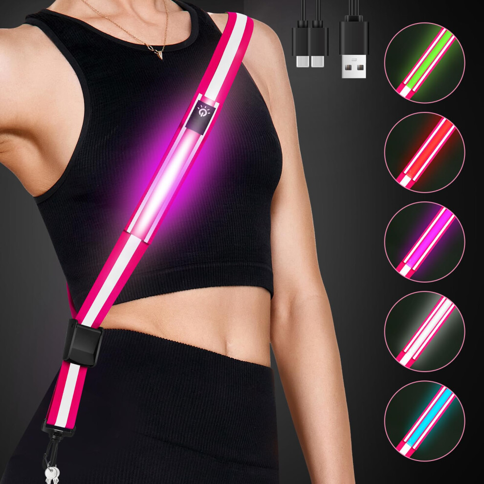 Fitense Led Reflective Belt Sash 5 Lights Colors 3 Light Modes High Visibility Night Safety Belt For Walking At Night Rechargeable Light Up Runnin 17921534