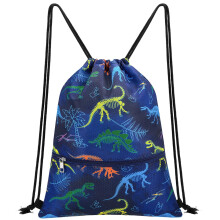 WAWSAM Dinosaur Drawstring Bags for Kids - Gym DrawString Bag for kids Swim Bag Boys Sports Draw String Bag Waterproof Beach Sport Gym String Bags wi