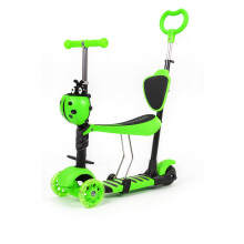 True Face 5 in 1 Kids Scooter, 3 Wheels with LED Flashing Light, Ladybug Girls Scooter, Adjustable Removable Handlebar & Seat & Anti-Slip Pedal for A
