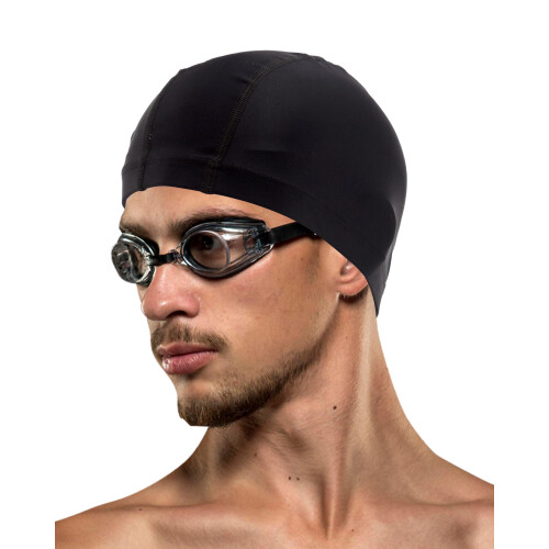 Fabric Swimming Cap – Comfortable, Durable & High Elastic (Black) 1