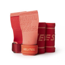 Velites Quad Pro Sports Gloves with Double Layer Microfibre 2.9mm Coral Medium Secure Grip with Magnesium Wrist Straps Use on Rings, Bars, Weights an
