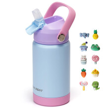 pluseight Kids Insulated Water Bottle with Straw Lid, 350ml BPA-Free Double Wall Vacuum Tumbler 18/8 Stainless Steel Leak Proof Kids Cups with Straw