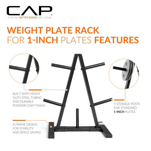 CAP Barbell Standard 1-Inch Weight Plate Storage Tree Rack | Black 2