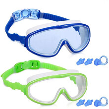 Yizerel 2 Pack Kids Swim Goggles, Swimming Glasses for Children and Early Teens from 3 to 15 Years Old, Wide Vision, Anti-Fog, Waterproof, UV Protect