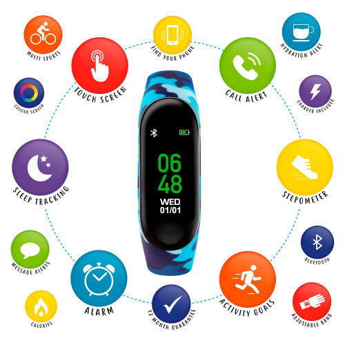 Tikkers Series 1 Kids Printed Camo Blue Silicone Strap Activity Tracker TKS01-0003 1