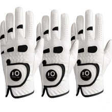 FINGER TEN Golf Gloves Men Left Hand Right with Ball Marker Cabretta Leather Weathersof Value 3 Pack, Rain Grip Golf Glove Mens Wear Resistant (S, 3