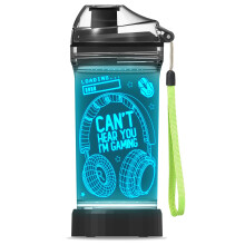 YuanDian Can't Hear You I'm Gaming Water Bottle, Headphone 7 Color Lights 3D Light up Drinking Cups Gifts for Gamers Boys, BPA Free & Leak Proof Flip