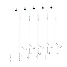 Luroad 5pcs Sea Fishing Pulley Rigs Single Hooks & Double Hooks, Pre Tied Fishing Rigs Hook Sizes 1/0, 2/0, 3/0 for Beach Casting Shore Flounder, Whi