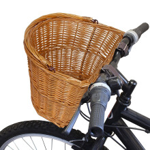Natural Wicker Bike Basket Hand bar Cycling Bike Bag Shopping Basket With Handle Weatherproof (Honey)