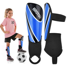 Youth Football Shin Guards, BROTOU High Strength Junior Shin Pads with Calf & Ankle Protection, Lightweight Design, Breathable, Non Slip Extended Adj