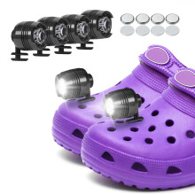 Vagocom 4Pcs Headlights for Croc Shoes, LED Torch Light Charms Accessories for Adults and Kids, 3 Modes Small Flashlight Headlamp Attachment for Hiki