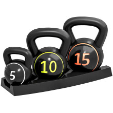 SPORTNOW Set 3 Kettlebell Set Weights with Storage Stand for Home Gym Weight Lifting Training 5lbs 10lbs 15lbs 22kg 45kg 68kg