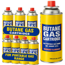 UR CHOICE Premium Gas Canister Butane Pack of 8, Portable Refill Bottles for Camping Stove, Heater, Blowtorch & BBQ | Universal Gas Cartridge for Coo