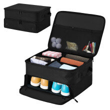 WildFun Golf Trunk Organiser, Golf Accessories Bag, Waterproof Men's Golf Gear Locker Shoe Organizer with 5 Separate Ventilated Compartments, Car Tra