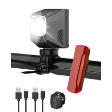 Victoper Bike Lights Front and Back Set, 2025 Upgraded Rechargeable Bicycle Lights with Remote, 5+5 Lighting Modes, IP65 Waterproof Dustproof USB Cyc