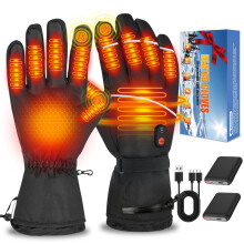 Lorrtta Heated Gloves with 2 3000mAh Batteries, 3 Heat Settings, Electric Thermal Gloves with LED Power Display, L