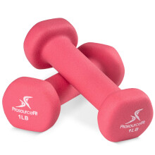 ProsourceFit Neoprene Dumbbell Coated for Non-Slip Grip, 1 lb, Pink