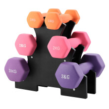 TEENO Neoprene Dumbbell Set Weight Lifting Dumbbell Kit 1/2/3KG with Storage Stand, for Fitness, Vinyl Coated, Strength Training For Men and Women At