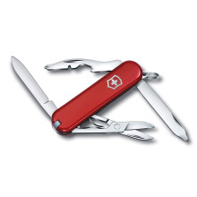 Victorinox Pocket Knife Rambler, Small, 10 Functions, Swiss Made, Multi Tool with Phillips Screwdriver, Scissors, Red