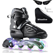 Wheelive Adjustable Inline Skates for Kids, Performance Roller Skates with Full Light Up Wheels Ideal for Boys, Girls, Beginners, Adults