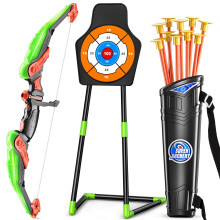 TEMI Bow and Arrow Set for Kids with LED Lights-Archery Set with 10 Suction Cup Arrows, Quivers & Standing Target, Outdoor Toys for Kids Boys & Girls