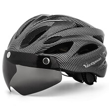 Victgoal Adults Bike Helmet for Men Women Detachable Magnetic Goggle Visor Bicycle Helmet with LED Rear Light Cycling Road Mountain Cycle Helmet (Cfi