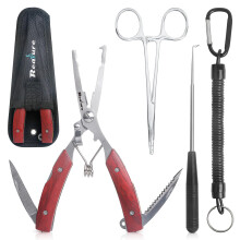 Realure 3 Pcs Portable Fishing Pliers Set with Lanyard, Include Curved Fishing Forceps, Disgorger Fishing, Multi Pliers Tool for Hook Remover, Split