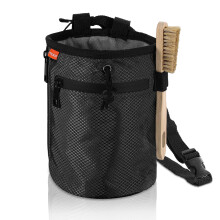 MoKo Climbing Chalk Bag with Chalk Brush, Waterproof Nylon Bouldering Chalk Bag Bucket with 2 Large Zippered Storage Pockets Drawstring Closure Adjus
