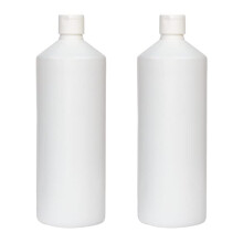 Palm Safe 2pcs 1 Litre HDPE Durable Plastic Bottles BPA Free Refillable Reusable with Non Leak Flip Caps for Liquids