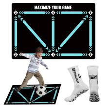 Hojalis Football Footstep Training Mat with Anti Slip Socks, Non-Slip Shock Soccer Mastery Mats, Football Skills Mat, Soccer Trainer Dribble Silent A