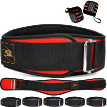EVO Fitness Weight Lifting Belt AUTO LOCK 6.5” Neoprene Padded Back Lumbar Support Gym Training Exercise Workout Bodybuilding Powerlifting Deadlifts