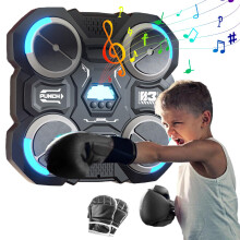 Music Boxing Machine - Musical Boxing Machine with Boxing Gloves, Wall Mounted Boxings Equipment with LED Screen and Adjustable Lights, Wall Target T