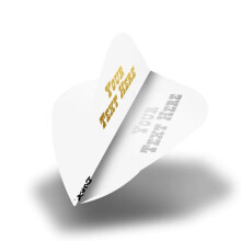 DESIGNA DARTS Personalised 100 Micron Flights | Custom Hot Foil Print Dart Flights | 10 Sets of 3 Flights, Kite, White (PF9009WH-PERS10)