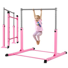 Mosebears Gymnastics Bar,Home Gymnastics Equipment for Kids Ages 3-15,Steady Steel Construction, Anti-Slip, Easy to Assemble, 3' to 5' Adjustable Hei