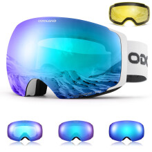 Odoland Unisex Ski Goggles for Men & Women - Photochromic Frameless Snowboard Goggles with Magnetic Interchangeable Lens, UV 400, Anti-fog, Helmet Co