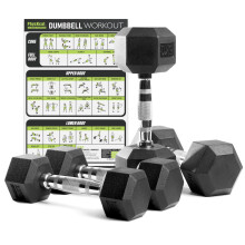PhysKcal Hex Dumbbells 2.5kg and 5kg Set of 4, Odourless Poly Rubber Encased Dumbbells Set Home Gym Weights Set
