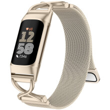 Charlam Metal Straps Compatible with Fitbit Charge 6 Strap, Charge 5 Straps for Women, Magnetic Stainless Steel Mesh Loop Band for Fitbit Charge 6, C