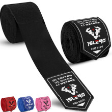 Islero 4.5m Boxing Hand Wraps Inner Gloves Elasticated Fabric Thumb Loop Bandages Straps Wrist Protection Muay Thai MMA Kickboxing Martial Arts Speed