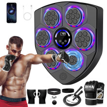JUOIFIP Smart Music Boxing Machine for Adults and Kids, Bluetooth Boxing Equipment with Boxing Gloves & Reflex Ball & Jump Rope, Wall Mounted Electro