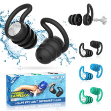 Waterproof Swimming Ear Plugs for Adults - 3 Pairs Silicone Swim Earplugs for Surfing,Diving,Showering and Other Water Sports - Keep Water Out and Ea
